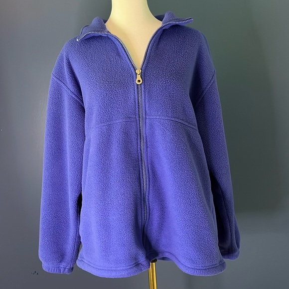 Lands' End- cobalt blue, PolarTec zip front jacket, Size 10-12, fleece w pockets - Picture 1 of 10